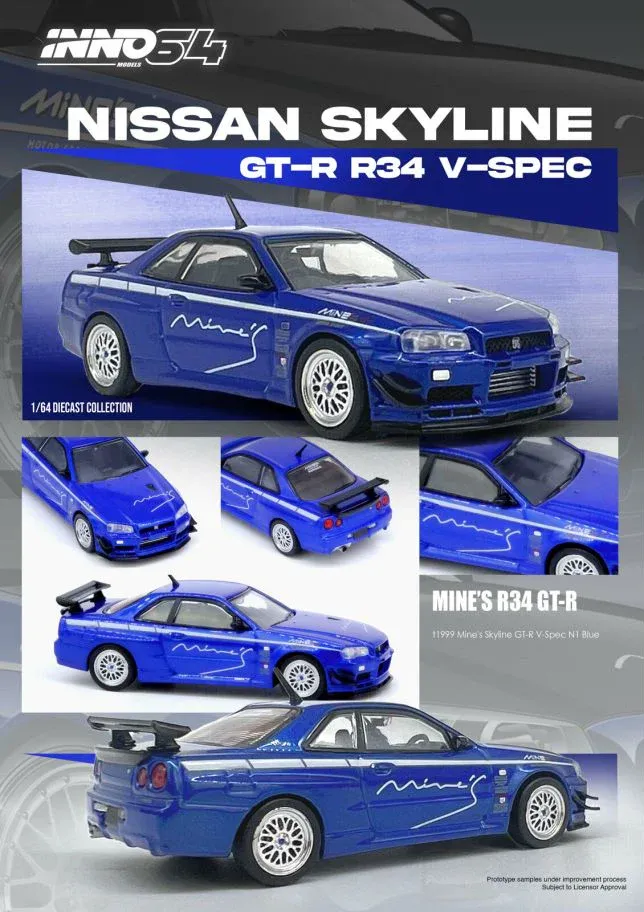 Inno 1/64 Nissan Skyline GT-R (R34) V-SPEC Tuned by ''MINE'S''