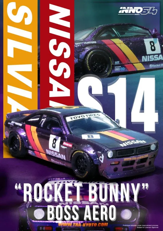Inno 1/64 Nissan Silvia (S14) Boss ''ROCKET BUNNY'' Purple