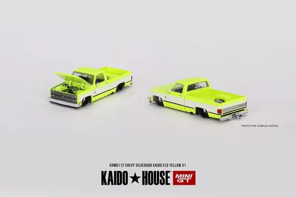 Mini GT 1/64 KaidoHouse Chevrolet Silverado 112  FLO Yellow V1