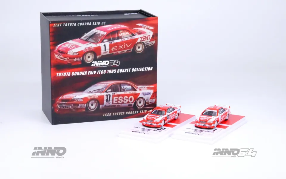 Inno 1/64 TOYOTA CORONA EXIV #1 ''ZENT'' JTCC 1995 M. SEKIYA & TOYOTA CORONA EXIV #37 ''ESSO'' JTCC 1995 M. KRUMM Box Set Collect IN64-EXIV-TOMS95-BS