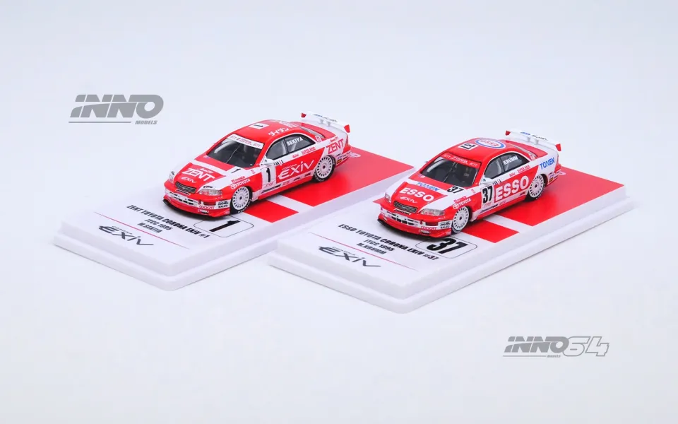 Inno 1/64 TOYOTA CORONA EXIV #1 ''ZENT'' JTCC 1995 M. SEKIYA & TOYOTA CORONA EXIV #37 ''ESSO'' JTCC 1995 M. KRUMM Box Set Collect IN64-EXIV-TOMS95-BS