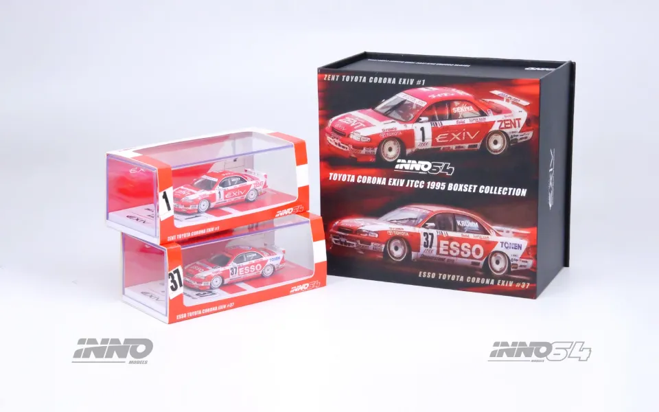 Inno 1/64 TOYOTA CORONA EXIV #1 ''ZENT'' JTCC 1995 M. SEKIYA & TOYOTA CORONA EXIV #37 ''ESSO'' JTCC 1995 M. KRUMM Box Set Collect IN64-EXIV-TOMS95-BS