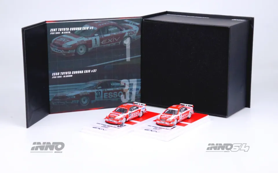 Inno 1/64 TOYOTA CORONA EXIV #1 ''ZENT'' JTCC 1995 M. SEKIYA & TOYOTA CORONA EXIV #37 ''ESSO'' JTCC 1995 M. KRUMM Box Set Collect IN64-EXIV-TOMS95-BS