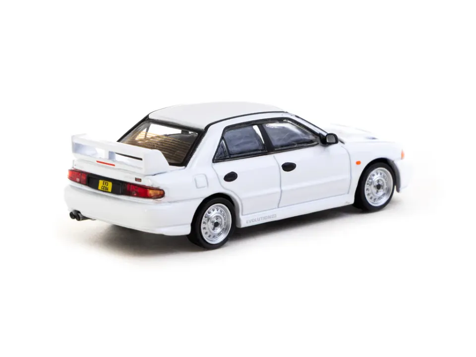 Tarmac Works Tarmac Works 1/64 Mitsubishi Lancer RS Evolution III White - Lamley Special Edition