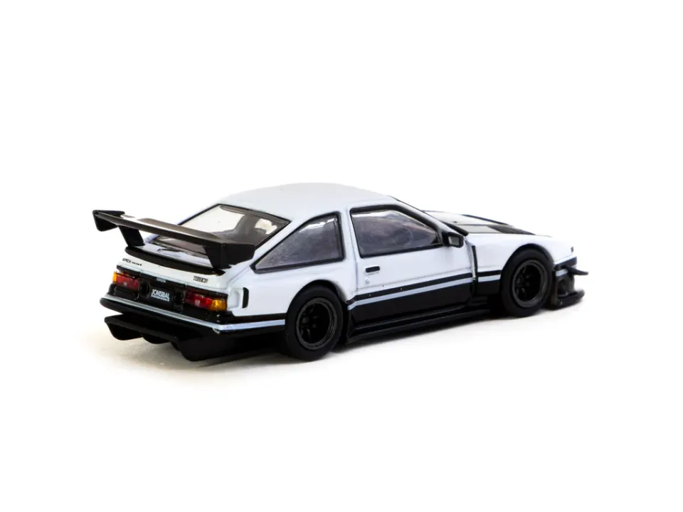 Tarmac Works 1/64 Toyota Sprinter Trueno AE86 Widebody White / Black with Tarmac Cards - GLOBAL64 T64G-060-WB