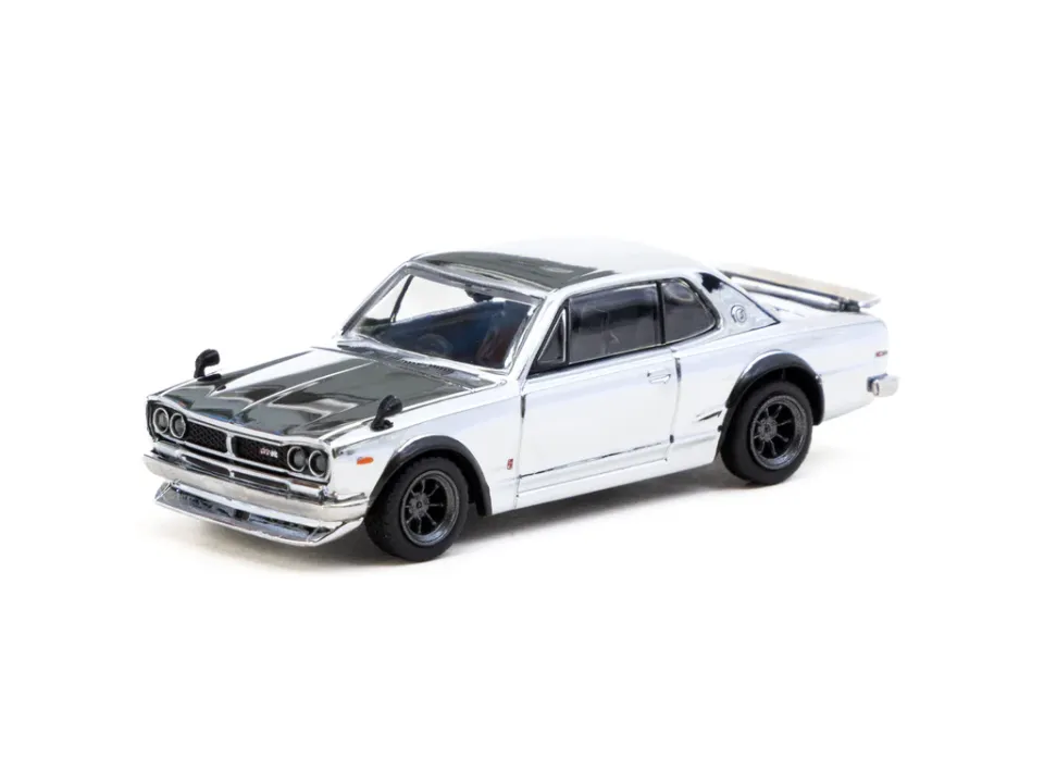 Tarmac Works Tarmac Works 1/64 Skyline HT 2000GT-R Silver Chrome - Japan Special Edition - GLOBAL64 T64G-043-SC