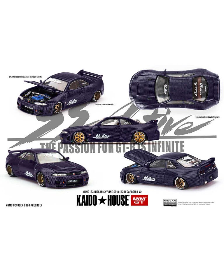 Mini GT 1/64 KaidoHouse Nissan Skyline GT-R (R33) Active Carbon R V2 KHMG163