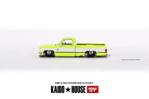 Mini GT 1/64 KaidoHouse Chevrolet Silverado 112  FLO Yellow V1